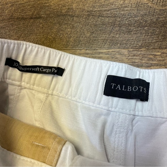 Talbots SuperSoft Cargo Pants Women Size 10 White Cotton Linen Blend Casual - Picture 4 of 10